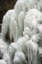 Icy waterfall with huge icicles