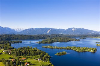 View of Lake Staffelsee with Gradeninsel island