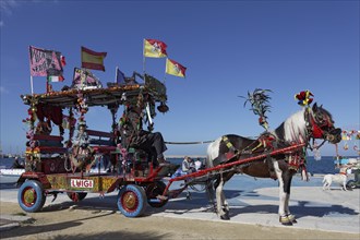 A colourfully decorated Sicilian horse cart for tourists