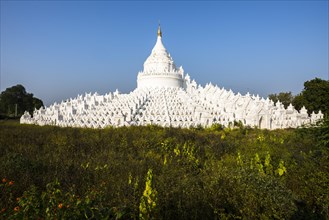 White Buddhist Hsinbyume Pagoda or Myatheindan Pagoda