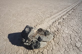 Track created by one of the mysterious moving rocks at the 'Racetrack'
