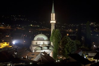 The Gazi Husrev-beg Mosque at night