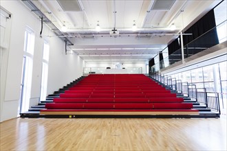 Open retractable seating at the school hall
