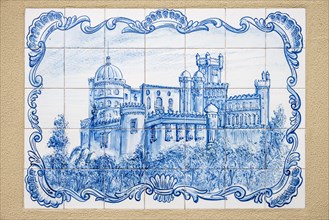 Azulejos showing the Pena National Palace