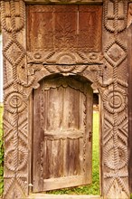 19th century traditional Iza Valley farm house carved wooden folk art gates
