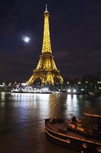 Boat on the Seine and Eiffel Tower