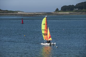 Catamaran in the bay near Landeda