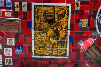 Tiles at the Escadaria Selaron steps in Lapa