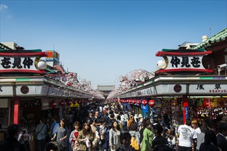 Tourists on their way to Senso-ji temple