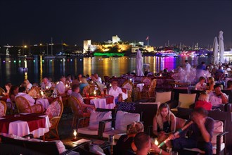 Restaurant in Kumbahce bay with Bodrum Castle