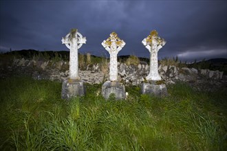 Celtic crosses in a cemetery