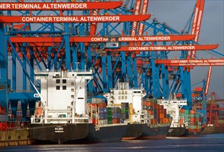 Container Terminal Altenwerder with feeder vessels