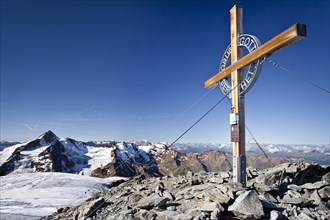 Summit cross on Weissseespitze Mountain