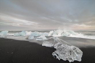 Ice formations on the beach of Jokulsarlon