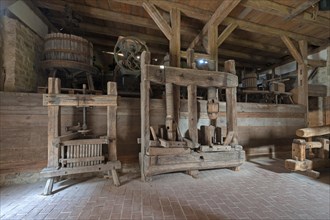 Old wine presses in a winery