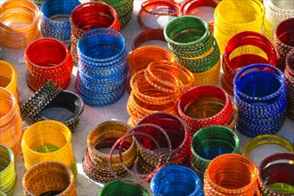 Colourful bangles on sale at a market stall