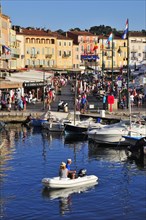 Rubber boat in the port of Saint-Tropez