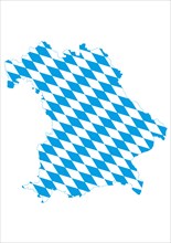 Shape of Bavaria with the pattern of the Bavarian flag