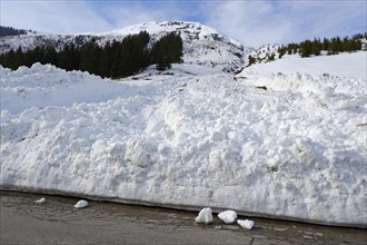 Remains of an avalanche on the road to Hochfugen