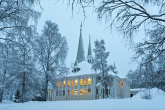Church of Jokkmokk in the snow