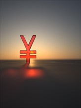 Yen sign made of red glass
