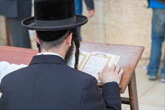Ultra-orthodox Jew praying at the Western Wall