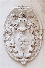 Knight's coat of arms on the wall of PeleÈ™ Castle
