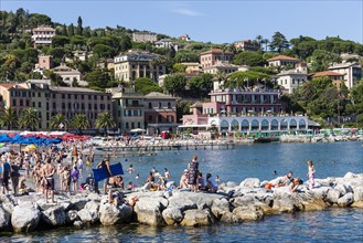 The historic centre and beach of Santa Margherita Ligure on the Gulf of Genoa