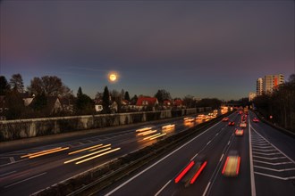 A96 motorway at dusk with light trails of moving cars