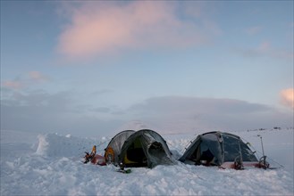 Two tents in winter