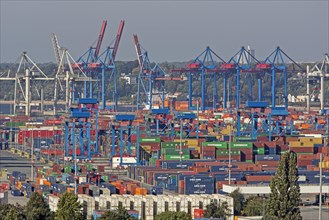 View from the Kohlbrand Bridge onto the Port of Hamburg