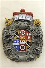 Coat of arms of Lothar Franz von Schonborn on the former Jagdschloss hunting lodge