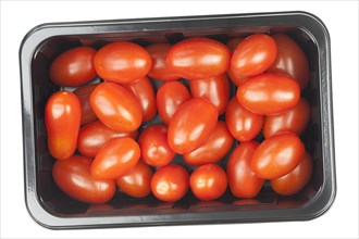 Baby plum tomatoes in a punnet