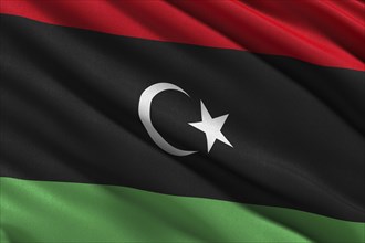 Flag of Libya waving in the wind