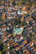 Aerial view of Weidenbruck with the Parish Church of St. Aegidius and the Franciscan Monastery of Wiedenbrueck