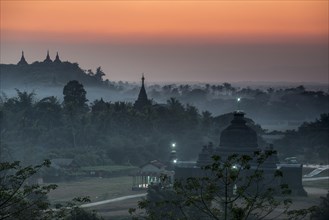 Laymyetnta Pagoda or Temple at twilight