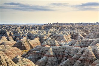 View of colored hills in Badlands National Park