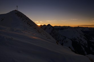 Summit of Mt Bleispitze at sunset