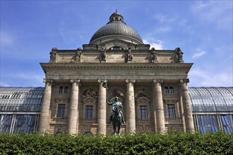 Bavarian State Chancellery with the equestrian statue of Otto I or Otto of Wittelsbach