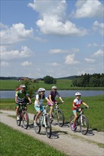 Family on a bicycle tour