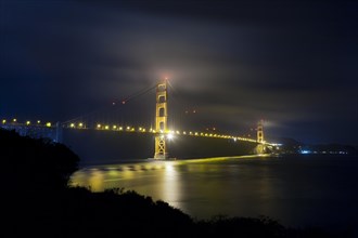 Golden Gate Bridge from the Presidio at night