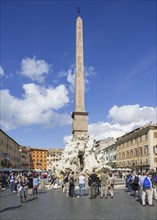 Fountains of the Four Rivers or Fontana dei Quattro Fiumi in Piazza Navona