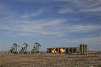 Natural gas is flared off as oil is pumped in the Bakken shale formation