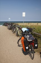 Bicycles at the entrance to the beach
