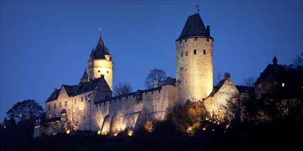The illuminated Burg Altena Castle