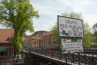 Sign 'State Border of the Republic of Uzupis'