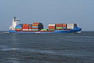 Container ship 'Aldebaran J' on the Elbe River