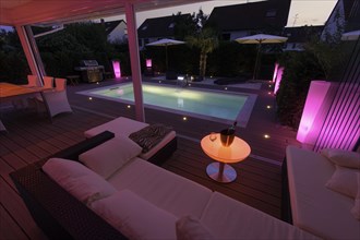 Private house at night with display lighting