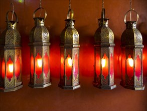 Metal lamps at Cafe Arabe