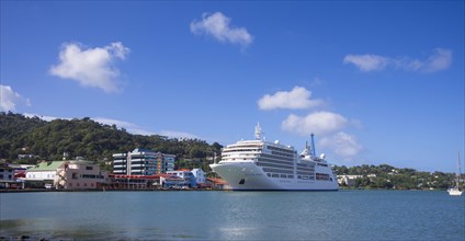 Cruise ship Silver Spirit in the port of St Lucia's capital Castries